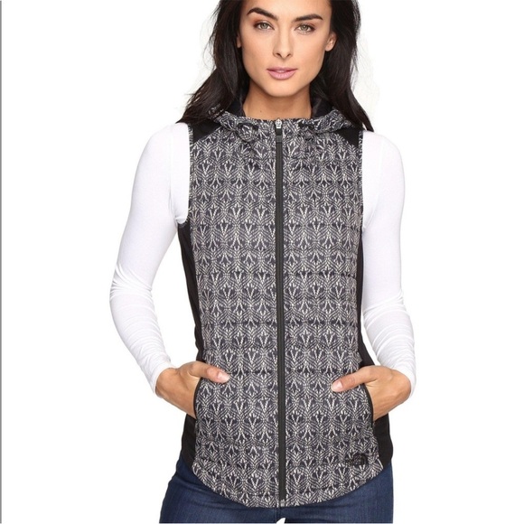 The North Face Women’s Thermoball Vest in Tan and Black Lace Print - Picture 2 of 7